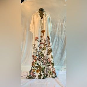 INC INTERNATIONAL Bella Botanical Printed Puff-Sleeve Maxi Dress